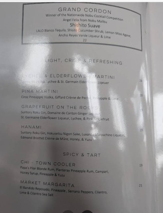 Nobu Chicago Restaurant Menu – Innovative Japanese & Sushi in Chicago